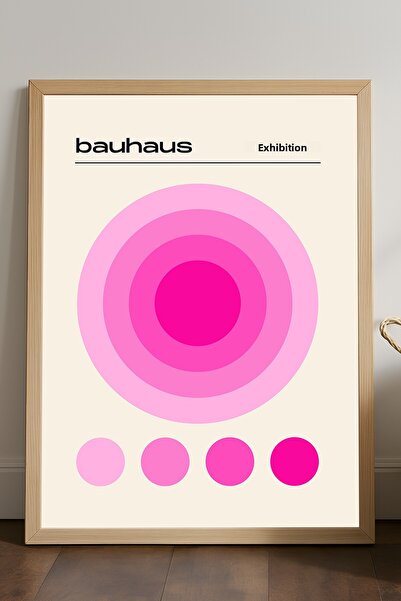 Duvarda Poster înrămat din lemn natural Bauhaus, pictură decorativă artistică...