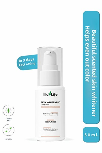 İlla Life كريم تبييض الوجه والبشرة ومضاد للسواد ومضاد للتصبغ سريع المفعول 50 مل