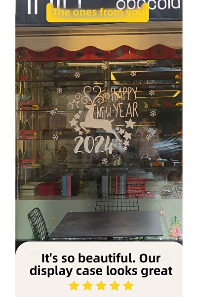 MIGNATIS 2026 Happy New Year Deer Window Sticker – Christmas Decoration for Shop & Home Glass