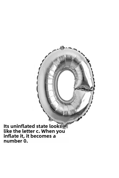 Deniz Party Store بالون فضي ( 0 ) رقم صفر 36 - 40 سم
