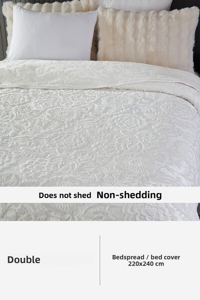 Evlen Home Collection Maya 3 kg Embos Printed Blanket Double Size Thick Soft 220X240 cm Cream Off-White