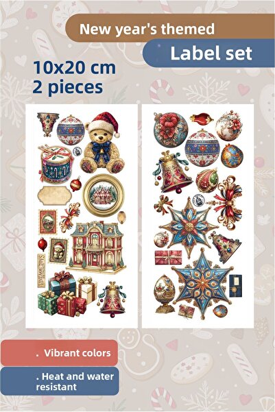 Piksel Grafik New Year Themed 2-Piece Sticker Set - Pen, Laptop Notebook Wate...