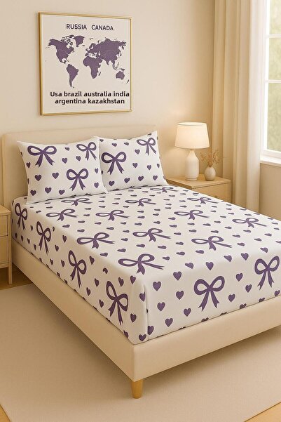 uykulife home collection Set de cearșafuri cu elasticitate dublă cu panglică ...