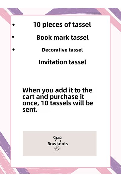 Fiyonks Atölye Tassel, Bookmark, Decoration, Invitation Tassels 10 Pieces