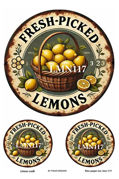 LİNEART ورق ديكور نحاسي بنمط الليمون رقم: LMN117- 29x42 سم