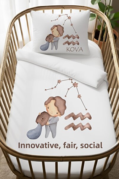 Little Hippo طقم غطاء لحاف سرير الأطفال مقاس 60x100 من ماركة Kova Burcu Mothe...