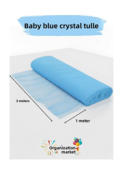 Organizasyon Pazarı Baby Blue Tulle Fabric 1 Meter X 3 Meters Decorative Tull...