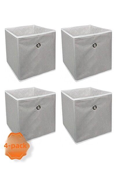 ALAS 4 Pieces-Shelf Organizer Box Set Gray 30x30x30 Cm