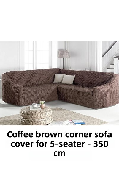 upmall غطاء أريكة زاوية على شكل حرف L لـ 5 أشخاص، غطاء أريكة مرن بدون ظهر، نمط عثماني (350 سم)