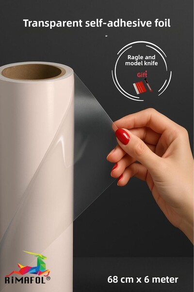RİMAFOL FOLIE TRANSPARENTĂ AUTOADEZIVĂ 68 CM X 6 METRI