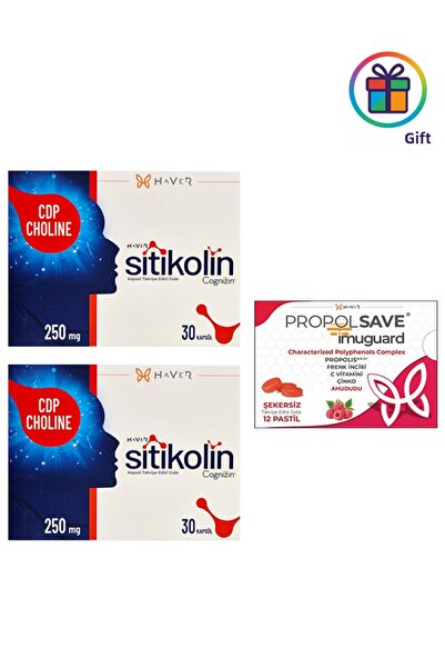 Haver Sitikolin Cognizin 250 Mg 30 Capsules 2 Pieces (with Lozenge Gift)