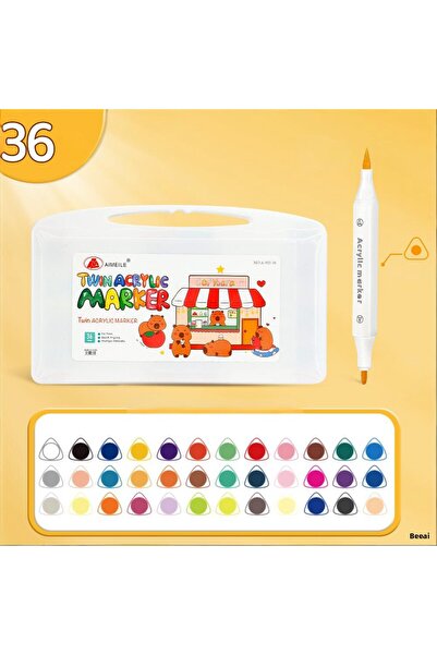 Gökyüzü ışığı قلم تحديد أكريليك مزدوج الطرف بـ 36 لونًا