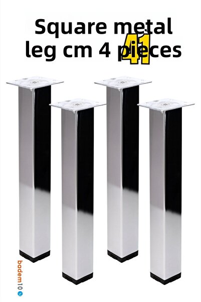 Badem10 4 ΤΕΜ. 41 εκ. Χρώμιο Ασημί Μεταλλικό Τραπέζι Σαλονιού με Τετράγωνο Επιφάνεια Τραπεζιού Ανθεκτικά Πόδια Υποστήριξης Έπιπλων