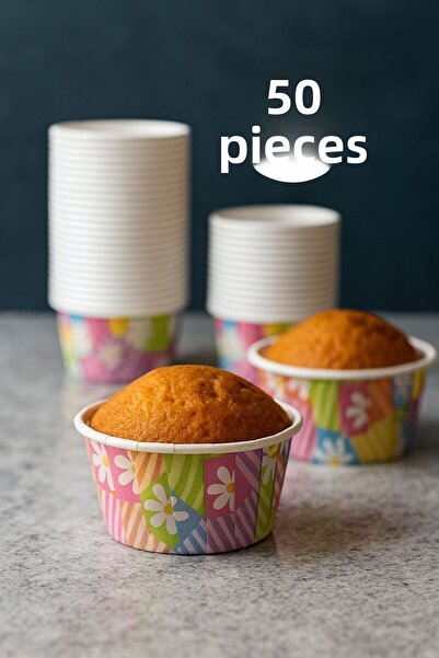 Funny Life 50-Piece Kraft Muffin Cupcake Mold Cake Capsule Natural Cake Mold,...