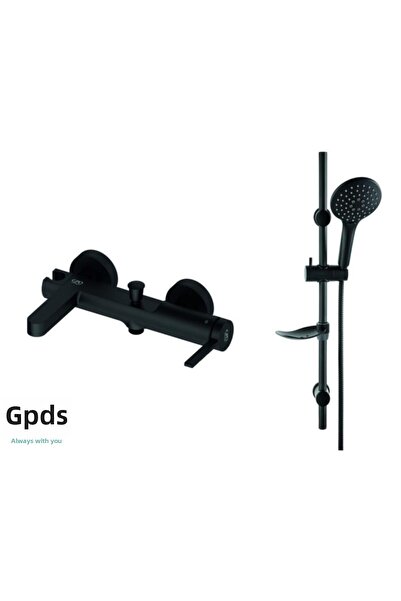GPD طقم صنبور حمام جيلدو أسود ودش منزلق أسود Mbb165-s Dst57-s Mlb165-s
