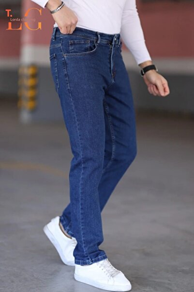 LORDA GİYİM Men's Regular Fit Relaxed Fit Jean Pants High Waist with Zipper