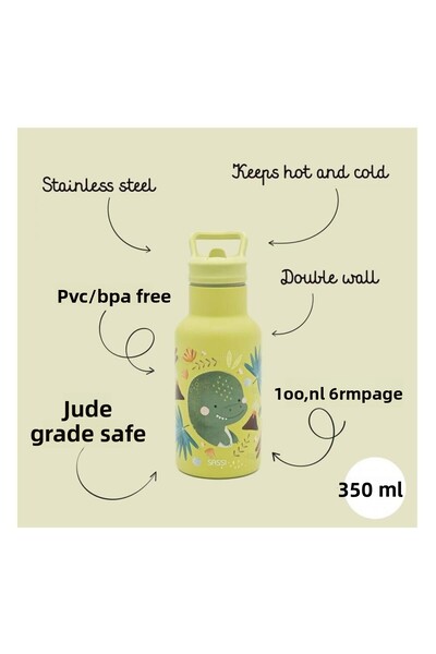 SASSI Steel Thermos with Straw - Strong Dinosaur