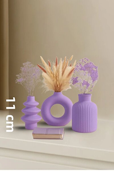 rufhomedesign Set de 3 vaze boeme în stil nordic minimalist de 11 cm, cadou Pinterest, vază din pampas