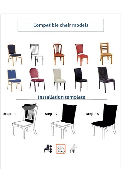 EJMEL Chair Cover with Pleated Skirt, Chair Cover, 6 Pieces, Stain-Resistant, Elastic and Flexible