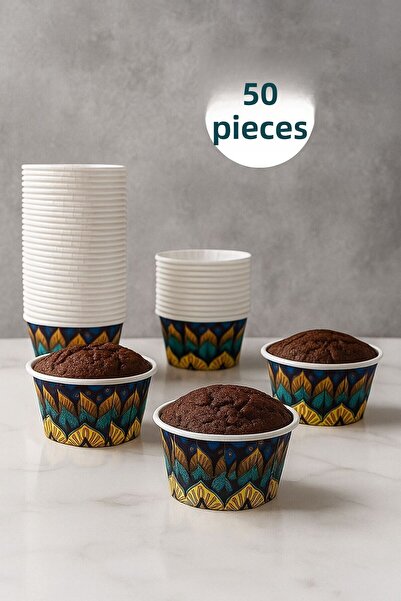 Funny Life 50-Piece Kraft Muffin Cupcake Mold Cake Capsule Natural Cake Mold,...