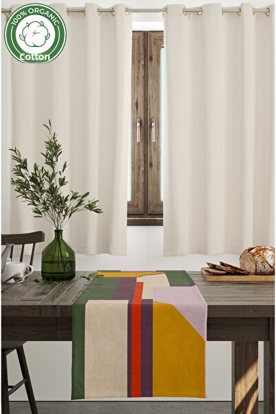 MOSHEYA HOME مفرش طاولة رقمي مصنوع من القطن بنسبة 100% مكون من مطبوع ألوان مق...