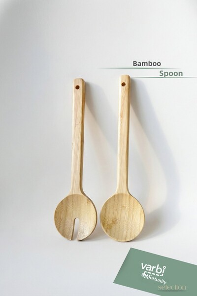 Varbifırsat 2-Piece Bamboo Serving Set (Spoon & Fork)