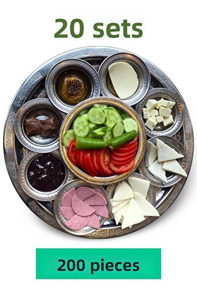 Binbir Trend Chrome Steel 42 cm Breakfast Serving Set – 10 Pieces