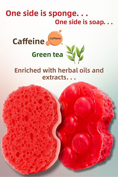 Jimena Natural Caffeine and Green Tea Sponge Massage Soap, Body Shaping, Dead...