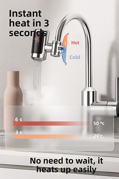 KUSTAR 3300W Instant Water Heater Faucet Head – Digital Display, Fast Heating, Hot/Cold Use