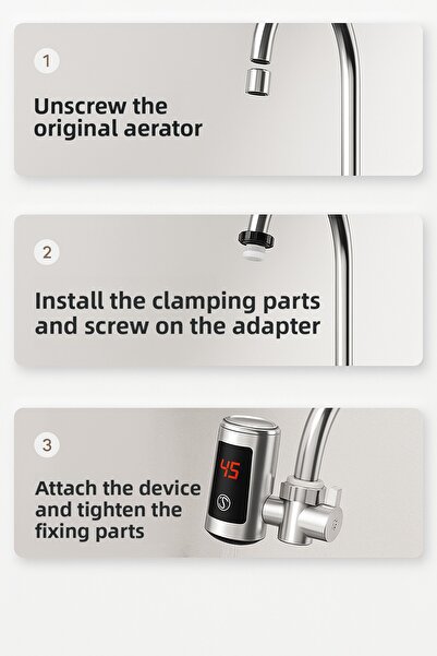 KUSTAR 3300W Instant Water Heater Faucet Head – Digital Display, Fast Heating, Hot/Cold Use