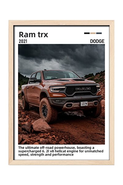 gxe.art Pictură cu poster cu rama din lemn Dodge Ram TRX – Off-Road Power Beast