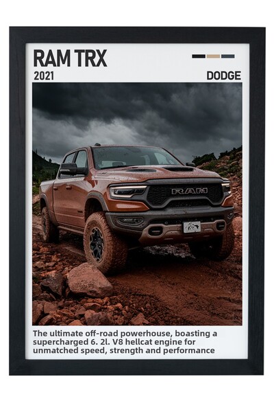 gxe.art Pictură cu poster cu rama din lemn Dodge Ram TRX – Off-Road Power Beast