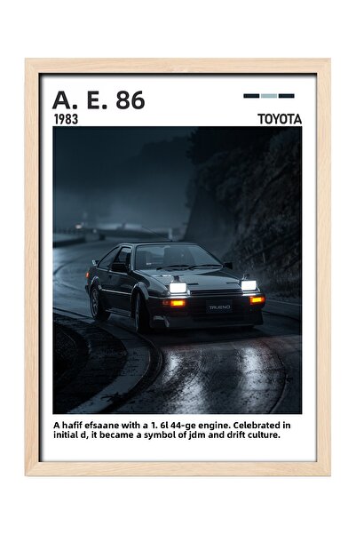 gxe.art Pictură cu poster cu rama din lemn Toyota AE86 – Legendă a driftului