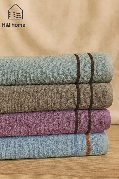 H&İ HOME TEXTILE مجموعة مناشف اليد والوجه من سلسلة إيكو - 50×90 سم، طقم من 4 قطع