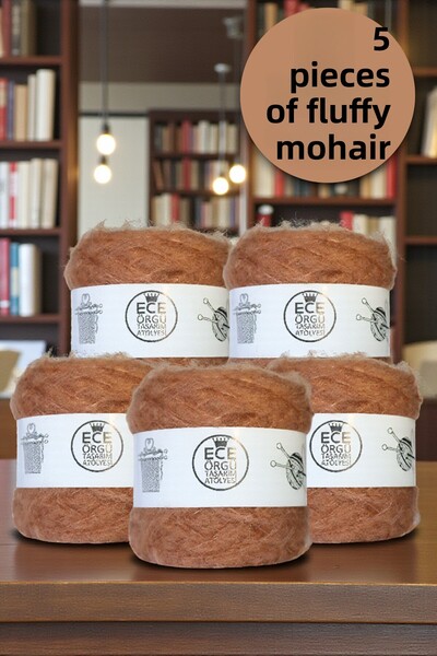 Ece Örgü Tasarım Atölyesi خيط حياكة موهير بلون الكراميل، كثيف الشعر (500 جرام)