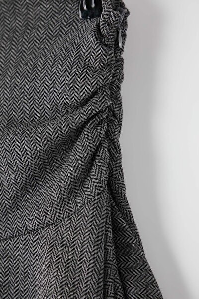 Trendyol Collection Πλεκτή φούστα Anthracite Jacquard Skater Maxi TWOAW26ET00161