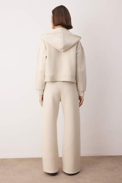 Trendyol Collection Stone Thick Zippered Hooded Oversize/Wide Cut Knitted Tracksuit Set Twoaw26Em00000