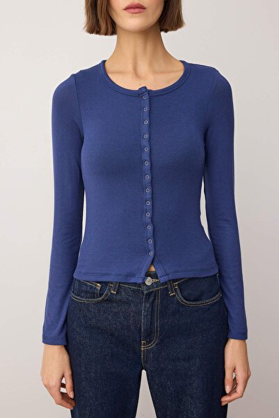 Trendyol Collection Navy Blue Knitted Blouse Twoaw26Bz00193