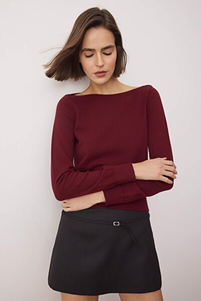 Trendyol Collection Special Collection Burgundy Premium Yarn/Special Yarn Trend Knitwear Sweater Twoaw26Kz00159