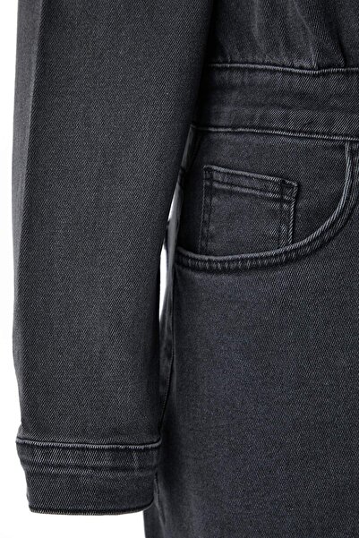 Trendyol Curve Φόρεμα Anthracite Comfort Denim Plus Size