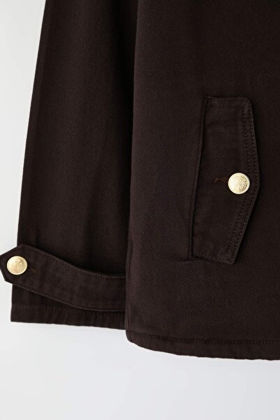 Trendyol Curve Кафяво дънково яке в голям размер TBBAW26AG00004