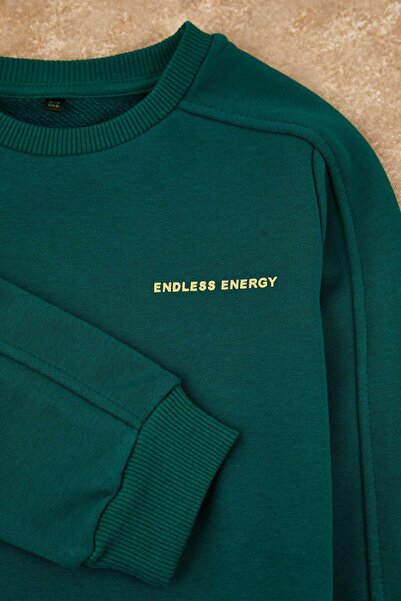 TRENDYOLKIDS Emerald Green Plain Knitted Bottom - Top Set Tkdaw26Au00022