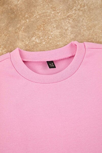 TRENDYOLKIDS Pink Plain Knitted Bottom - Top Set Tkdaw26Au00010