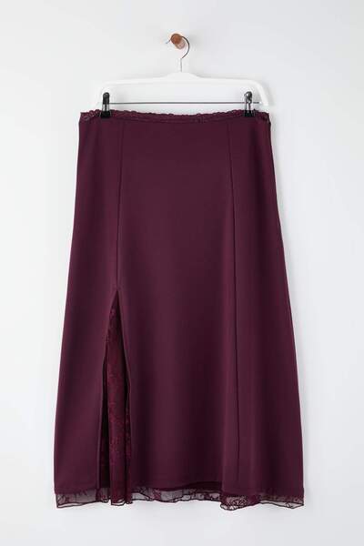 Trendyol Curve Πλεκτή φούστα μεγάλου μεγέθους Plum Midi TBBAW26AZ00028