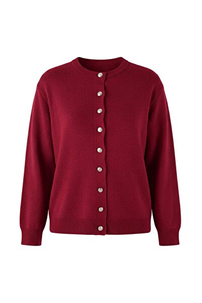 Trendyol Curve Burgundy Basic Cardigan-Blouse 2-Piece Set Knitwear Cardigan Tbbaw26Av00046