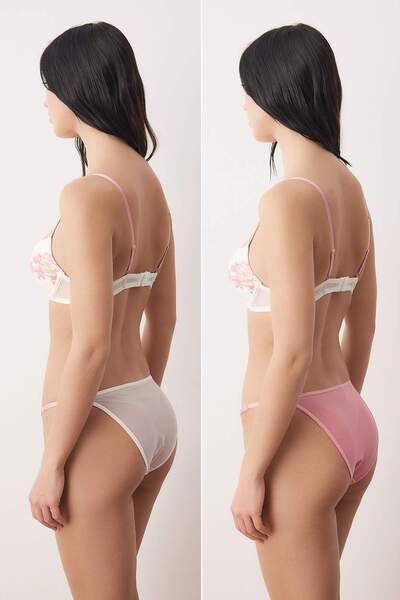 Trendyol Collection Біло-рожеві трикотажні труси-сліпи THMAW26KU00024