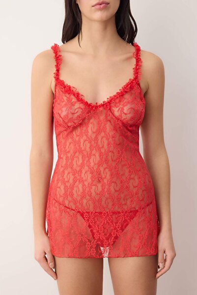 Trendyol Collection Red Lace Panty Babydoll/Fantasy Nightgown Thmaw26Ll00021
