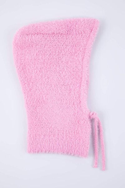 Trendyol Collection Μαλακό υφήματος ροζ πλεκτό καπέλο με κορδόνια που αγκαλιάζει το κεφάλι Balaklava Beanie TWOAW26BR00002