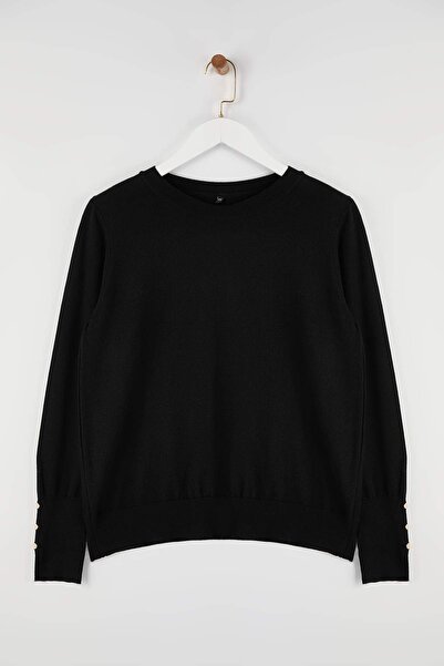 Trendyol Curve Black Mercerized Look Premium Yarn / Special Yarn Basic Knitwear Sweater Tbbaw26An00068