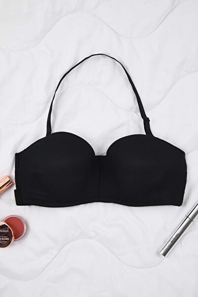 Trendyol Collection Black Single Micro Strapless Elastic Plain Fixed Cup Strapless Bra Thmaw26Su00021